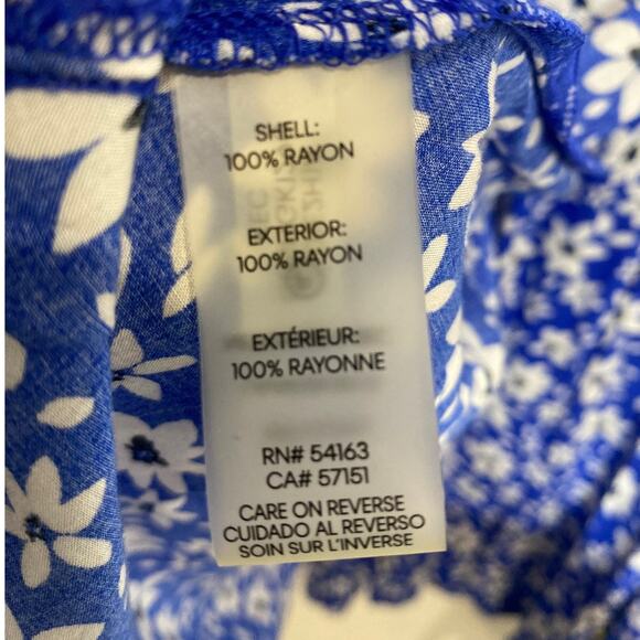 Calvin Klein Blue Floral Faux Wrap Midi Dress Sz 8 - Picture 7 of 13